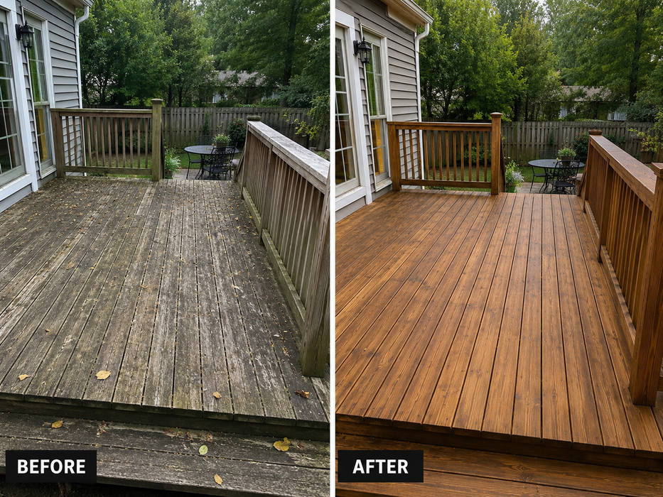 Deck fence cleaning before after Hampton Roads 757
