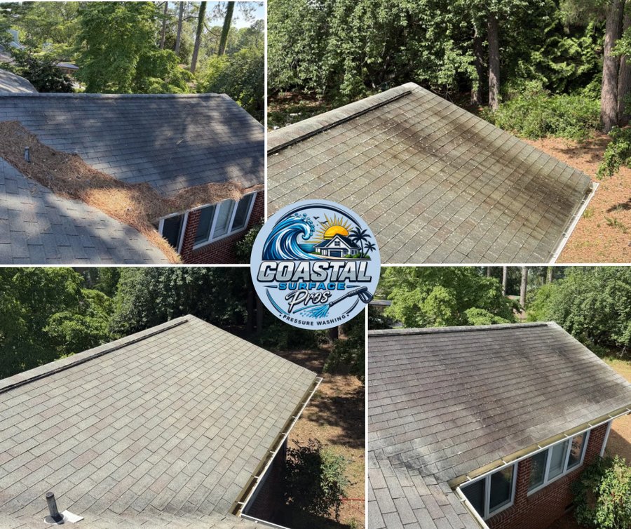 Roof cleaning before after Hampton Roads 757